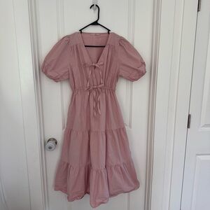 Pink Bow Tiered Dress